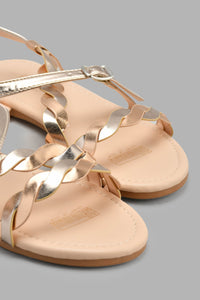 Redtag-Copper-Briaded-Sandal-Sandals-Senior-Girls-5 to 14 Years