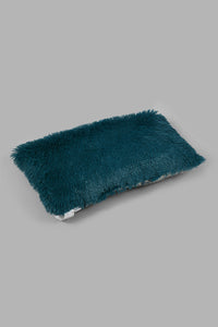 Redtag-Navy-Geometric-Fur-Cushion-0,-Colour:Navy,-Filter:Home-Bedroom,-HMW-BED-Cushions,-New-In,-New-In-HMW-BED,-Non-Sale,-S22B,-Section:Homewares-Home-Bedroom-