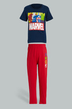 تنزيل الصورة على معرض الصور، Redtag-Navy-Marvel-Longpant-Pyjama-Set-Pyjama-Sets-Boys-2 to 8 Years
