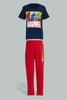 Redtag-Navy-Marvel-Longpant-Pyjama-Set-Pyjama-Sets-Boys-2 to 8 Years