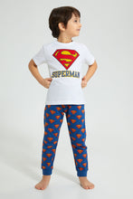 تنزيل الصورة على معرض الصور، Redtag-White-Superman-Longpant-Pyjama-Set-Pyjama-Sets-Boys-2 to 8 Years
