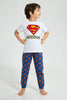 Redtag-White-Superman-Longpant-Pyjama-Set-Pyjama-Sets-Boys-2 to 8 Years