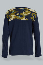 Load image into Gallery viewer, Redtag-Navy-Panelled-Print-Longsleeve-T-Shirt-Embellished-Boys-2 to 8 Years
