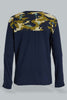 Redtag-Navy-Panelled-Print-Longsleeve-T-Shirt-Embellished-Boys-2 to 8 Years