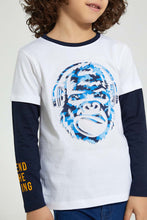 تنزيل الصورة على معرض الصور، Redtag-White-Layered-Printed-T-Shirt-Graphic-Prints-Boys-2 to 8 Years
