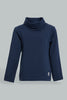 Redtag-Navy-Turtle-Neck-Long-Sleeve-Tshirt-Long-Sleeves-Infant-Boys-3 to 24 Months