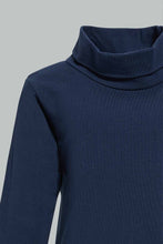 Load image into Gallery viewer, Redtag-Navy-Turtle-Neck-Long-Sleeve-Tshirt-Long-Sleeves-Infant-Boys-3 to 24 Months
