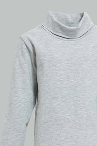 Redtag-Grey-Turtle-Neck-Long-Sleeve-Tshirt-Long-Sleeves-Infant-Boys-3 to 24 Months