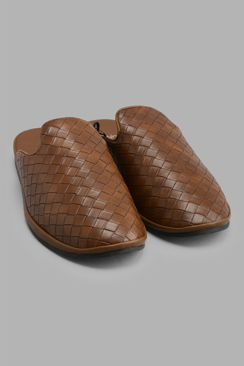 Redtag-Brown-Woven-Mule-Mules-Senior-Boys-5 to 14 Years