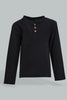 Redtag-Black-Jacquard-Long-Sleeve-T-Shirt-V-Neck-Infant-Boys-3 to 24 Months