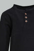 Redtag-Black-Jacquard-Long-Sleeve-T-Shirt-V-Neck-Infant-Boys-3 to 24 Months