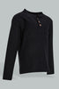 Redtag-Black-Jacquard-Long-Sleeve-T-Shirt-V-Neck-Infant-Boys-3 to 24 Months