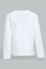 Load image into Gallery viewer, Redtag-White-Jacquard-Long-Sleeve-T-Shirt-V-Neck-Infant-Boys-3 to 24 Months
