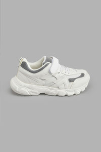 Redtag-White-Fabric-Block-Chunky-Sneaker-Sneakers-Senior-Boys-5 to 14 Years