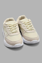 Load image into Gallery viewer, Redtag-Cream-Lace-Up-Trainer-Sneakers-Girls-3 to 5 Years
