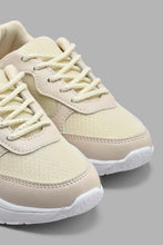 Load image into Gallery viewer, Redtag-Cream-Lace-Up-Trainer-Sneakers-Girls-3 to 5 Years
