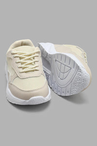 Redtag-Cream-Lace-Up-Trainer-Sneakers-Girls-3 to 5 Years