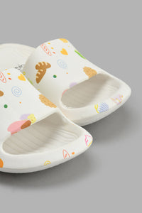 Redtag-White-Cookie-Print-Slide-Sliders-Girls-3 to 5 Years