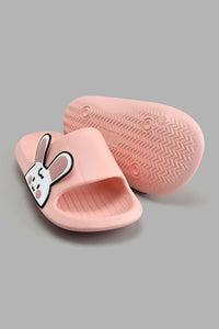 Redtag-Pale-Pink-Bunny-Slide-Colour:Pink,-Filter:Girls-Footwear-(3-to-5-Yrs),-GIR-Flip-Flops,-New-In,-New-In-GIR-FOO,-Non-Sale,-S22A,-Section:Kidswear-Girls-3 to 5 Years