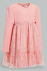 Redtag-Pink-Mesh-Dress-With-Knit-Top-Dresses-Infant-Girls-3 to 24 Months