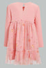 Redtag-Pink-Mesh-Dress-With-Knit-Top-Dresses-Infant-Girls-3 to 24 Months