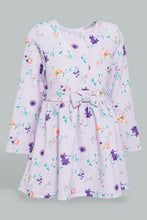 تنزيل الصورة على معرض الصور، Redtag-Lilac-Printed-Long-Sleeve-Jacquard-Dress-Dresses-Infant-Girls-3 to 24 Months
