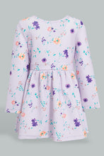 تنزيل الصورة على معرض الصور، Redtag-Lilac-Printed-Long-Sleeve-Jacquard-Dress-Dresses-Infant-Girls-3 to 24 Months
