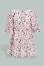 تنزيل الصورة على معرض الصور، Redtag-Multi-Print-Smocking-Dress-With-Bow-Details-On-Slvs-Dresses-Infant-Girls-3 to 24 Months
