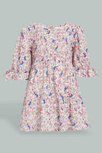 تنزيل الصورة على معرض الصور، Redtag-Multi-Print-Smocking-Dress-With-Bow-Details-On-Slvs-Dresses-Infant-Girls-3 to 24 Months
