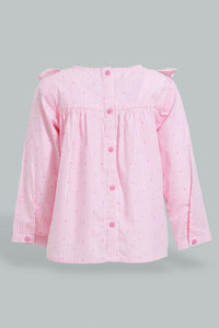 Redtag-Pink-Frilled-Polkadot-Blouse-Blouses-Infant-Girls-3 to 24 Months