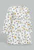 Redtag-White-Printed-Cut-N-Sew-Dress-Dresses-Infant-Girls-3 to 24 Months