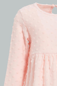 Redtag-Pink-Jacquard-Dress-Dresses-Infant-Girls-3 to 24 Months