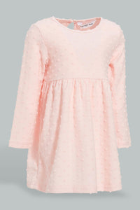 Redtag-Pink-Jacquard-Dress-Dresses-Infant-Girls-3 to 24 Months