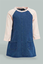 Load image into Gallery viewer, Redtag-Denim-Knitted-Slvs-Sleeves-Dress-With-Pocket-Details-Colour:Denim,-Filter:Infant-Girls-(3-to-24-Mths),-Infant-Girls-Dresses,-New-In,-New-In-ING,-Non-Sale,-S22A,-Section:Kidswear-Infant-Girls-3 to 24 Months
