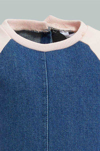 Redtag-Denim-Knitted-Slvs-Sleeves-Dress-With-Pocket-Details-Colour:Denim,-Filter:Infant-Girls-(3-to-24-Mths),-Infant-Girls-Dresses,-New-In,-New-In-ING,-Non-Sale,-S22A,-Section:Kidswear-Infant-Girls-3 to 24 Months