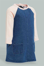 Load image into Gallery viewer, Redtag-Denim-Knitted-Slvs-Sleeves-Dress-With-Pocket-Details-Colour:Denim,-Filter:Infant-Girls-(3-to-24-Mths),-Infant-Girls-Dresses,-New-In,-New-In-ING,-Non-Sale,-S22A,-Section:Kidswear-Infant-Girls-3 to 24 Months
