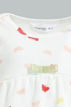 Load image into Gallery viewer, Redtag-White-Printed-Jacquard-Dress-With-Bow-Details-Colour:White,-Filter:Infant-Girls-(3-to-24-Mths),-Infant-Girls-Dresses,-New-In,-New-In-ING,-Non-Sale,-S22B,-Section:Kidswear-Infant-Girls-3 to 24 Months
