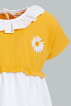 Load image into Gallery viewer, Redtag-Yellow-Frill-Collar-Terry-Top-Dress-Dresses-Infant-Girls-3 to 24 Months
