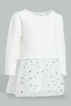 Load image into Gallery viewer, Redtag-White-Quilted-Dress-With-Mesh-Bottom-Colour:White,-Filter:Infant-Girls-(3-to-24-Mths),-Infant-Girls-Dresses,-New-In,-New-In-ING,-Non-Sale,-S22B,-Section:Kidswear-Infant-Girls-3 to 24 Months
