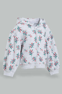 Redtag-Grey-Melange-Placement-Print-Sweat-Top-Sweatshirts-Infant-Girls-3 to 24 Months