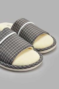 Redtag-Grey-Checkered-Slipper-Slippers-Senior-Boys-5 to 14 Years