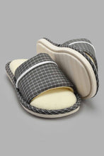 Load image into Gallery viewer, Redtag-Grey-Checkered-Slipper-Slippers-Senior-Boys-5 to 14 Years
