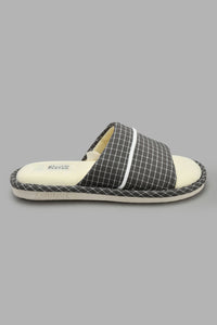 Redtag-Grey-Checkered-Slipper-Slippers-Senior-Boys-5 to 14 Years