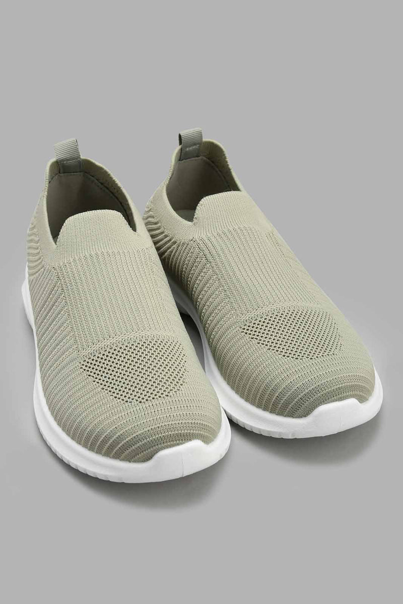 Redtag-Olive-Knit-Slip-On-Slip-Ons-Senior-Boys-5 to 14 Years