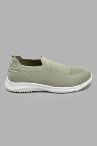 Redtag-Olive-Knit-Slip-On-Slip-Ons-Senior-Boys-5 to 14 Years