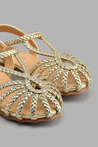 Redtag-Gold-Braided-Fisherman-Sandal-Colour:Gold,-Filter:Girls-Footwear-(5-to-14-Yrs),-GSR-Casual-Sandals,-New-In,-New-In-GSR-FOO,-Non-Sale,-S22A,-Section:Kidswear-Senior-Girls-5 to 14 Years