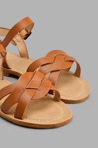 Redtag-Brown-Crossover-Strap-Sandal-Colour:Brown,-Filter:Girls-Footwear-(5-to-14-Yrs),-GSR-Casual-Sandals,-New-In,-New-In-GSR-FOO,-Non-Sale,-S22A,-Section:Kidswear-Senior-Girls-5 to 14 Years