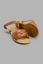 Load image into Gallery viewer, Redtag-Brown-Crossover-Strap-Sandal-Colour:Brown,-Filter:Girls-Footwear-(5-to-14-Yrs),-GSR-Casual-Sandals,-New-In,-New-In-GSR-FOO,-Non-Sale,-S22A,-Section:Kidswear-Senior-Girls-5 to 14 Years
