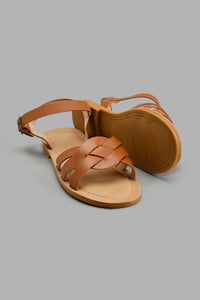 Redtag-Brown-Crossover-Strap-Sandal-Colour:Brown,-Filter:Girls-Footwear-(5-to-14-Yrs),-GSR-Casual-Sandals,-New-In,-New-In-GSR-FOO,-Non-Sale,-S22A,-Section:Kidswear-Senior-Girls-5 to 14 Years