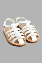 Load image into Gallery viewer, Redtag-White-Floral-Detail-Fisherman-Sandal-Colour:White,-Filter:Girls-Footwear-(3-to-5-Yrs),-GIR-Casual-Sandals,-New-In,-New-In-GIR-FOO,-Non-Sale,-S22A,-Section:Kidswear-Girls-3 to 5 Years
